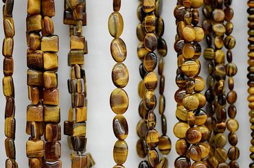 Tiger Eye beads.  Red Tiger Eye, Blue Tiger Eye, Yellow Tiger eye, Blue/Yellow Tiger Eye