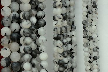 Matte Tourmalinated Quartz round beads