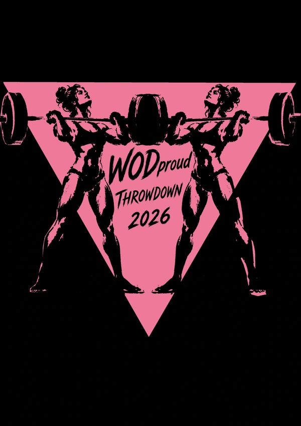 Graphic of a female weightlifter with WOD Proud Throwdown 2026 text.