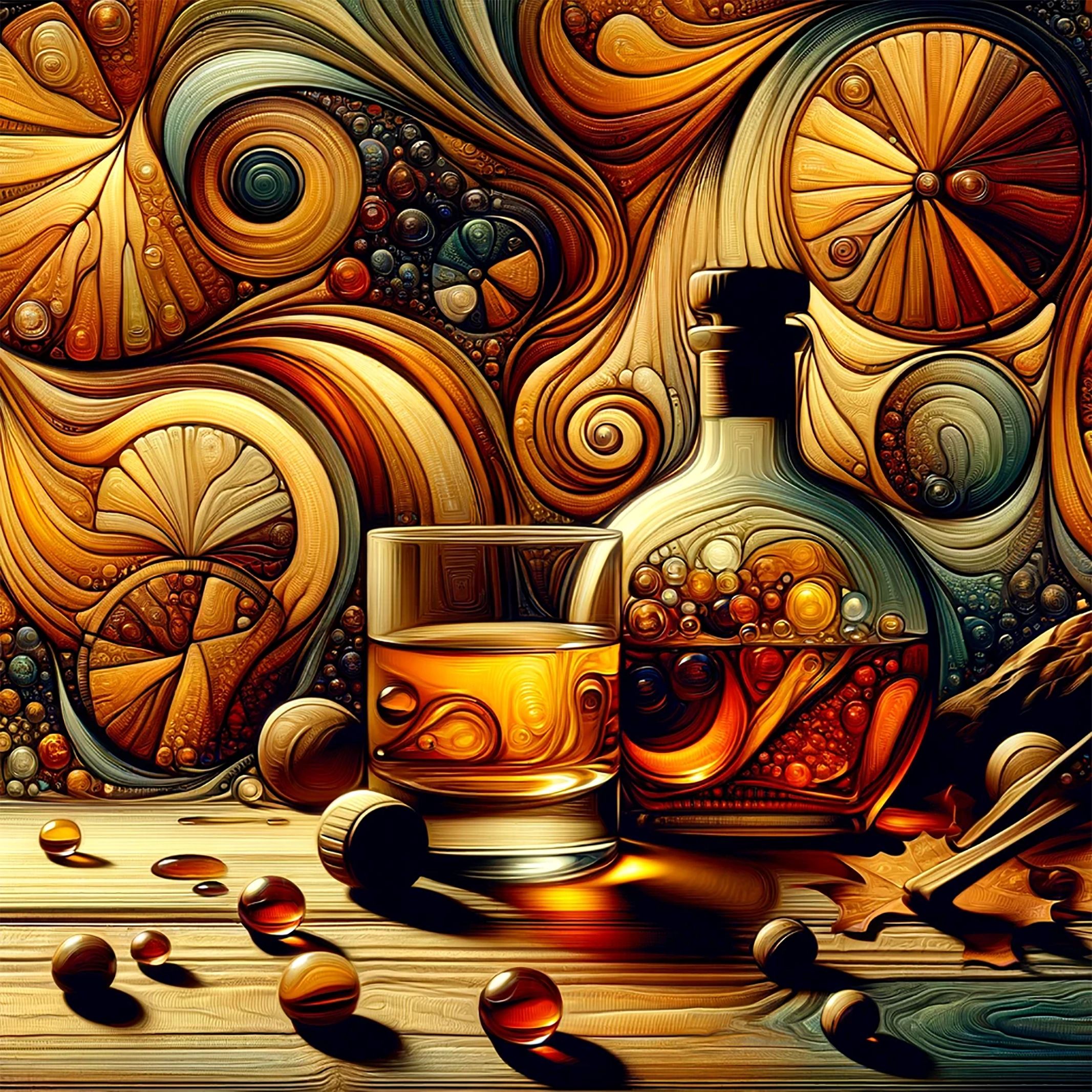 Abstract inspired by the influence of wood on a bourbons flavor