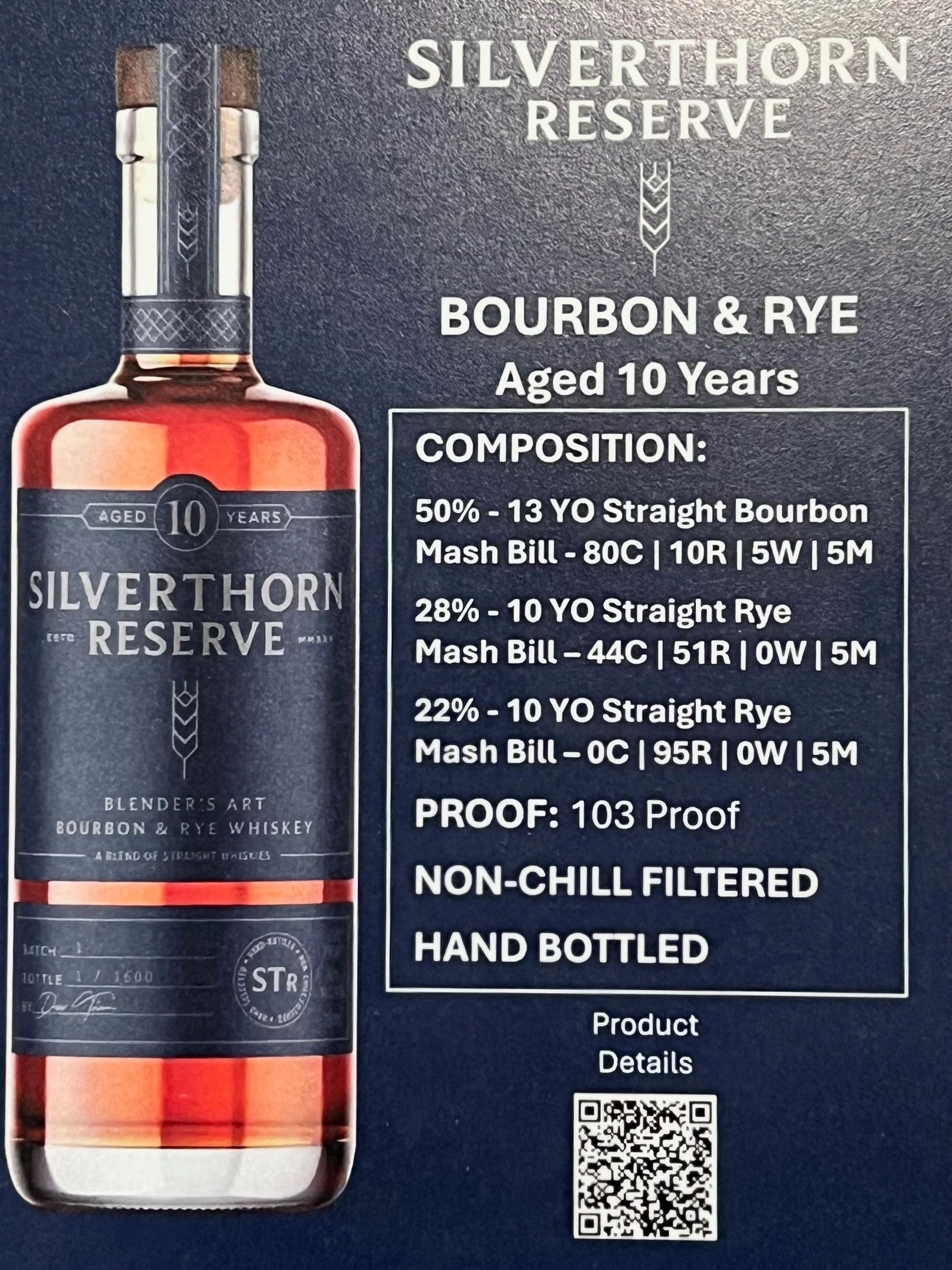 Silverthorn Reserve Bourbon & Rye Blend 10 Year Old
