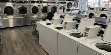 Coin laundry machines in Plymouth.