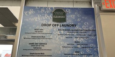 Drop off laundry pricing.