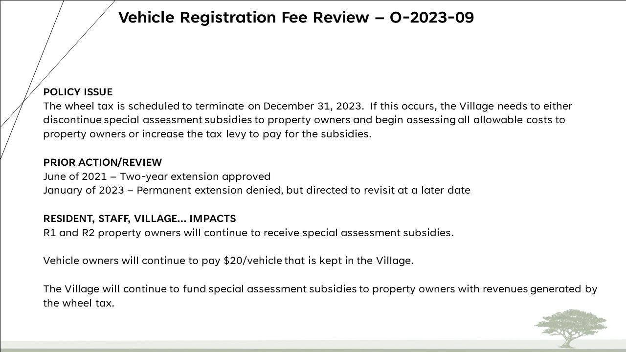 Wheel tax continues to roll