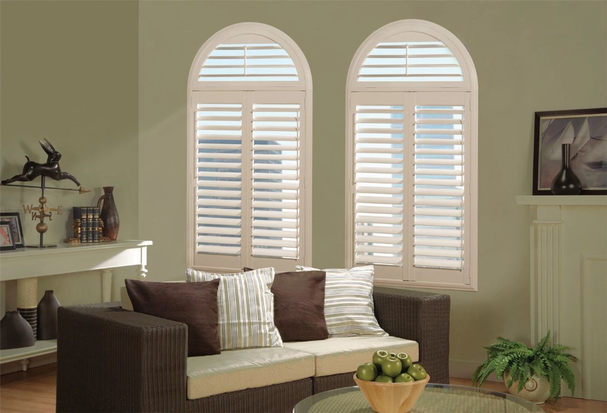 Half moon arched shutters for specialty shape windows in Vancouver and Coquitlam, BC