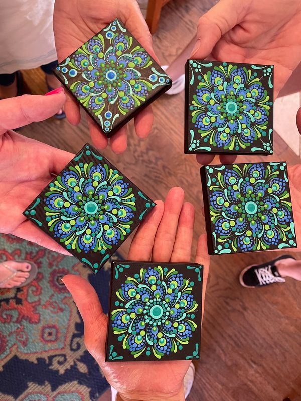 Mandala Canvas Painting Class  Adult art classes near me, mandala. garden whimsy, dot painting