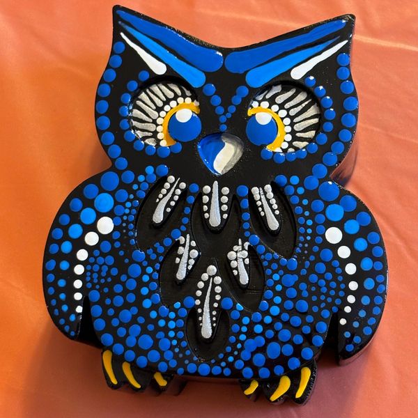 painted owl, mandala, painting classes, dot art, Thousand Oaks