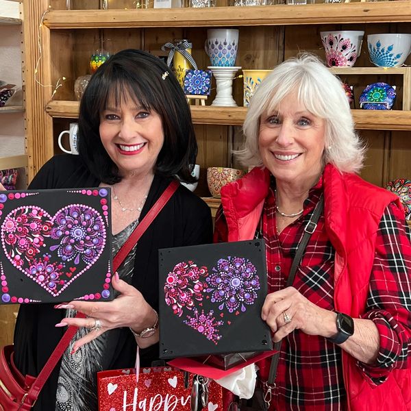 Mandala Heart on Canvas Valentine's Day Painting Class - Wall Display, Home Decor