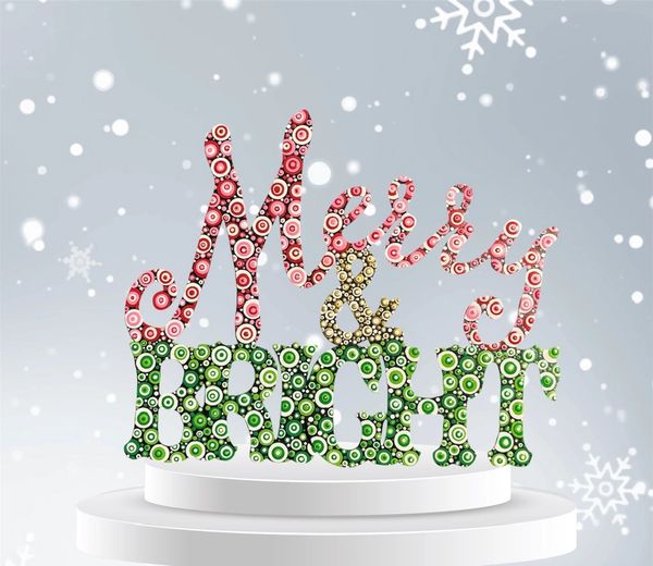 merry & bright, holiday home decor, Christmas, pink, green, Christmas colors, dot art, dotting