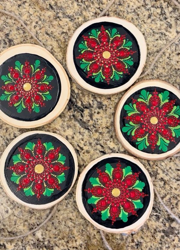 Mandala Stone Group Private Painting Classes, Thousand Oaks, California ~ Christmas Poinsettia 