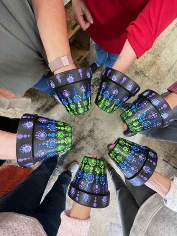 Mandala Group and Private Painting Classes, Thousand Oaks, CA ~ Painted Terra Cotta Pots