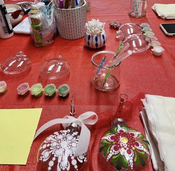 Mandala Group and Private Painting Classes, Thousand Oaks, CA ~ Snowflake Poinsettia Ornaments 