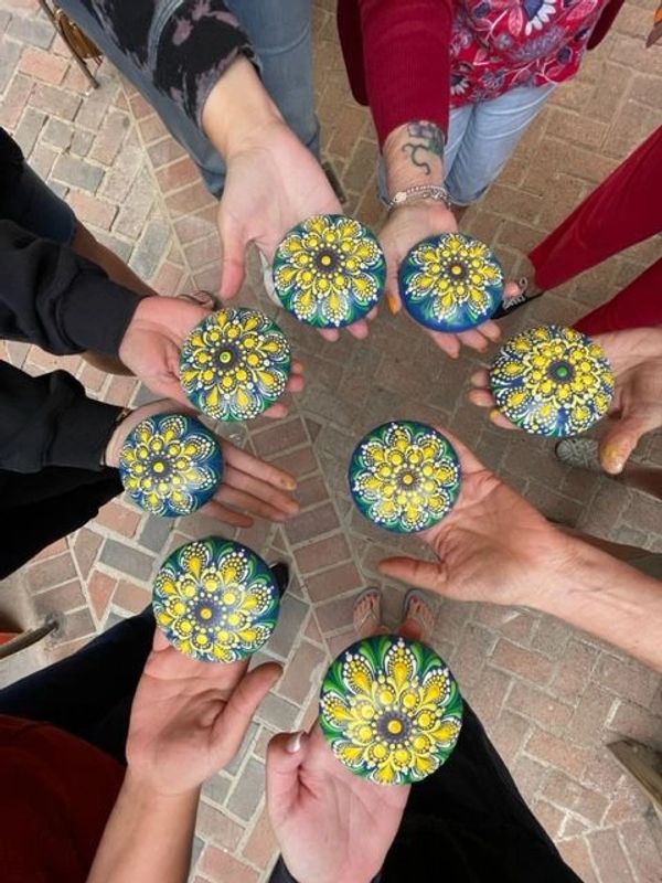 Mandala Stone Group and Private Painting Classes, Thousand Oaks, CA ~ Yellow Sunflower Mandala