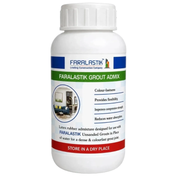 Bottle of Faralastik Grout Admix for construction use.