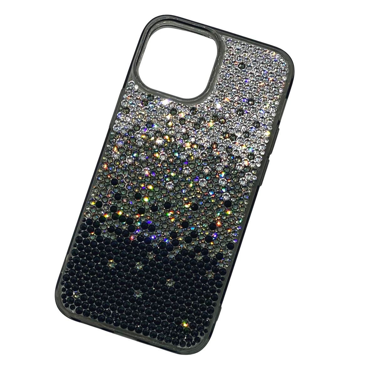 Alpha Bling Ombre Crystal Phone Case Made with Clear, Black Diamond & Jet Black  Crystals