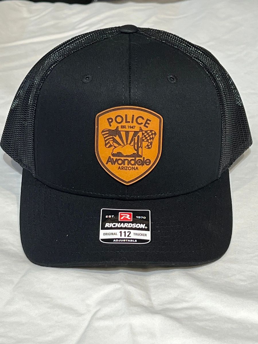 AVONDALE PD Department approved leather patched hat Solid Black