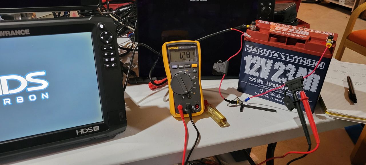 Measuring actual amp draw and voltage of various Lowrance units using 12v23Ah Dakota Lithium as power source