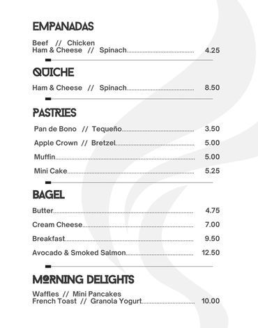 Empanadas and Delights Menu