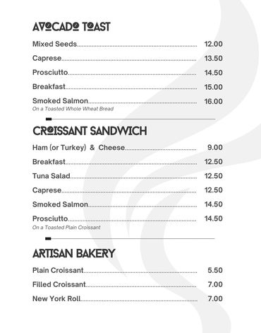 Avocado Toast, Croissant Sandwich, Bakery