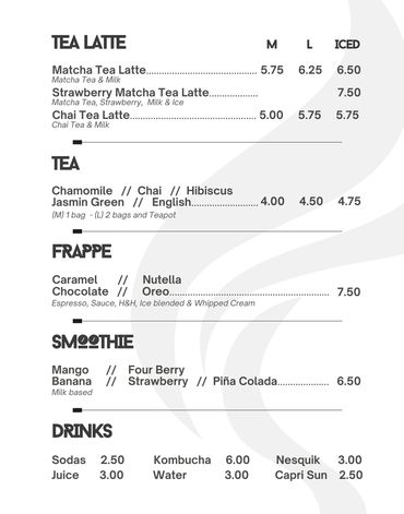 Coffee Menu