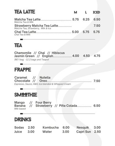 Coffee Menu