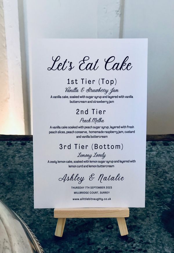 Lets Eat Cake - personalised cake menu card