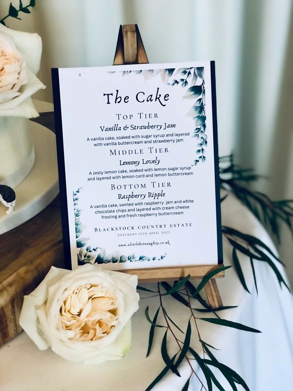 Personalised Cake Menu