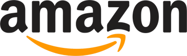 Amazon logo with black text and an orange arrow smile.