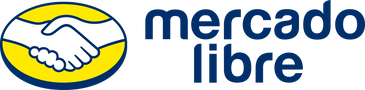 Mercado Libre logo with handshake and blue text.
