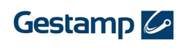 Logotipo de Gestamp en azul.