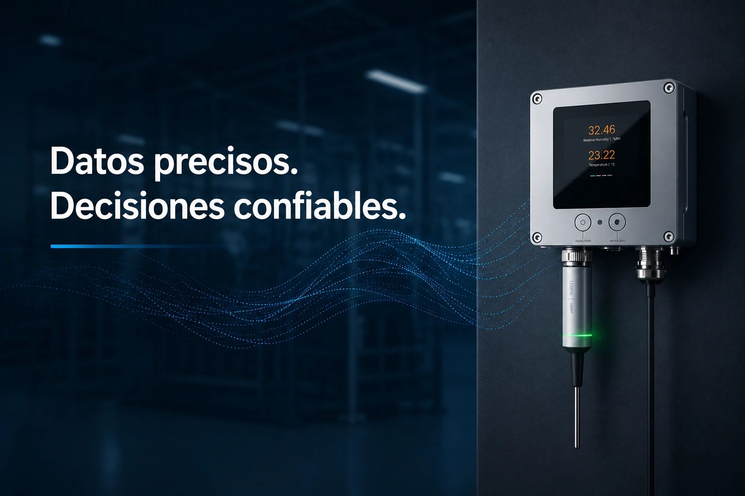 Sensor industrial con datos precisos y decisiones confiables.
