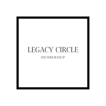 Minimalist logo with 'Legacy Circle Membership' text inside a black square frame.