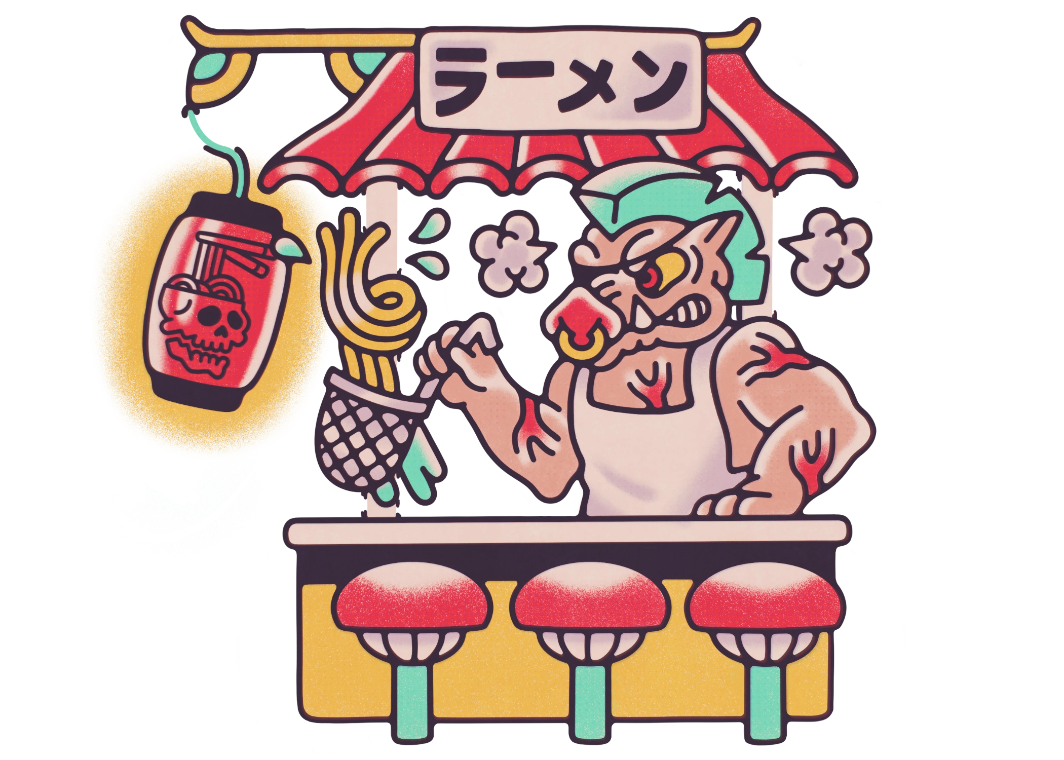 TATTOO ROCK N ROLL RAMEN PUNK YOKAI RAMEN JAPANESE DEMON