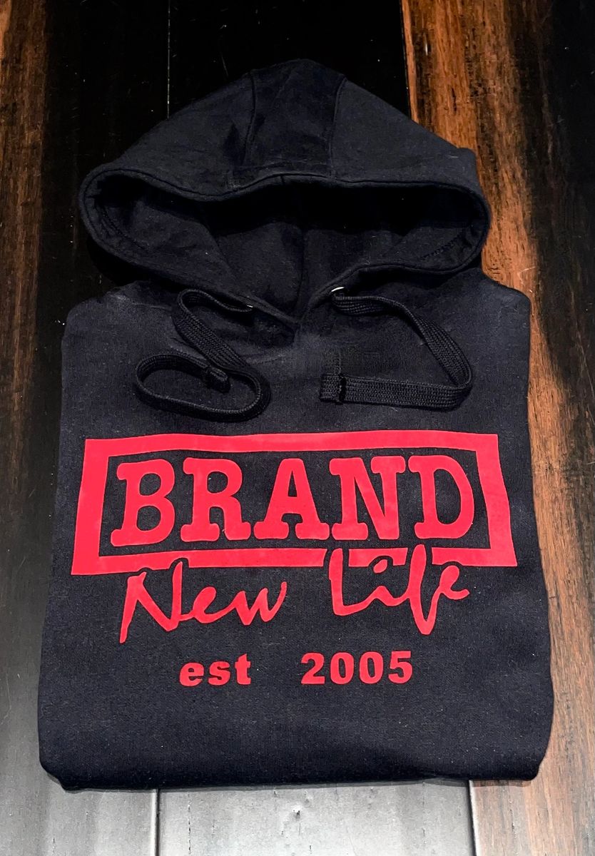 Black & Red Suede Logo Hoodie