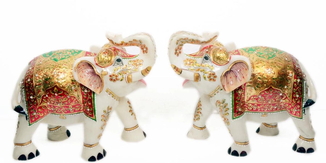 Marble Elephant Pair, The best murti shop in jaipur, The best murti shop in india, the murti art