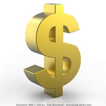 Shiny gold dollar sign symbol.