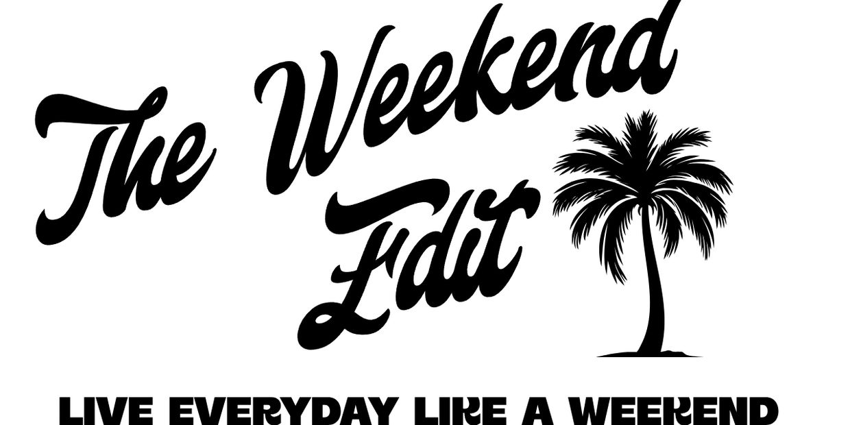Logo with palm tree and text 'The Weekend Edit'.