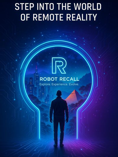 Robot with looking glass panel into the future.