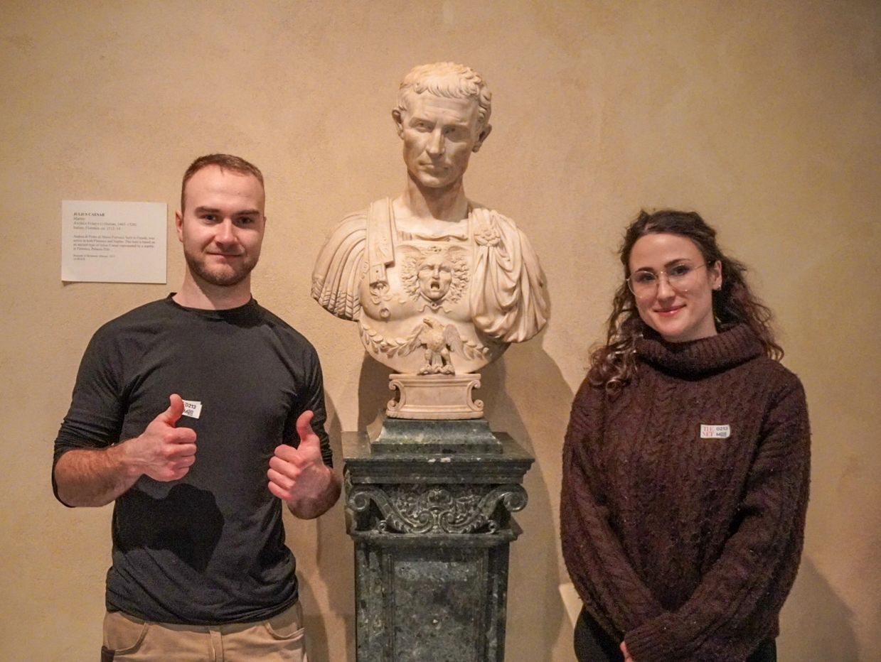 Brian Hart and Anna Wills visiting Julius Caesar at the MET in NYC for Living Latin 2026.