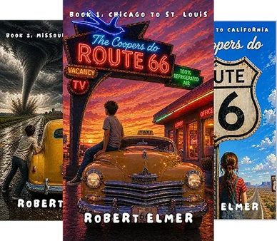 Book covers for a Route 66 series by Robert Elmer.