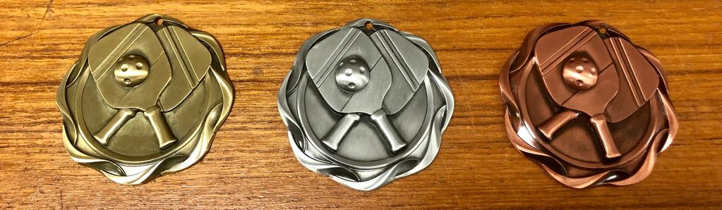 One example of our fusion style 2-inch size, these medals come in Gold/Silver and Bronze colors. 