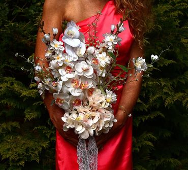 Bridal bouquet with artificial flowers