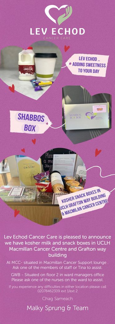 KOSHER SNACKS AND MILK SUPPLIED IN MACMILLAN CANCER CENTRE AND GRAFTON WAY BUILDING