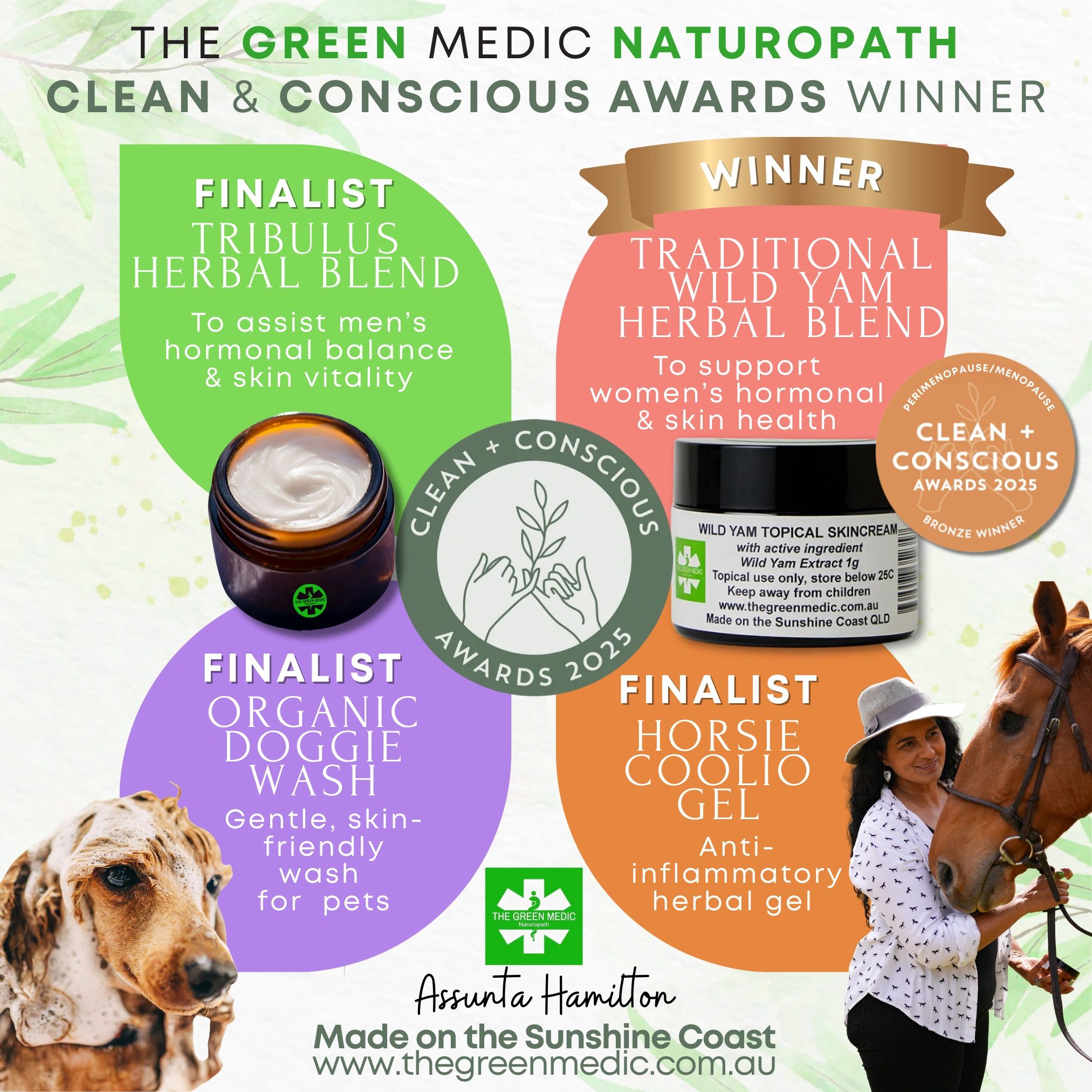 Naturopath with her products for animals and humans. 