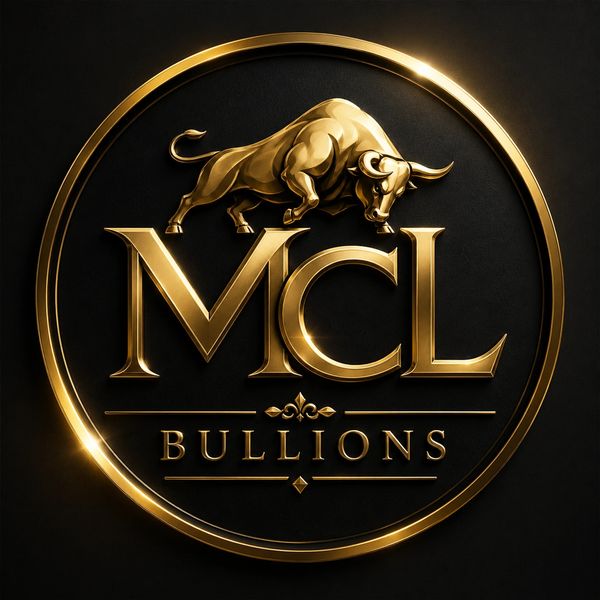 Golden MCL Bullions logo with a charging bull inside a circular frame.
