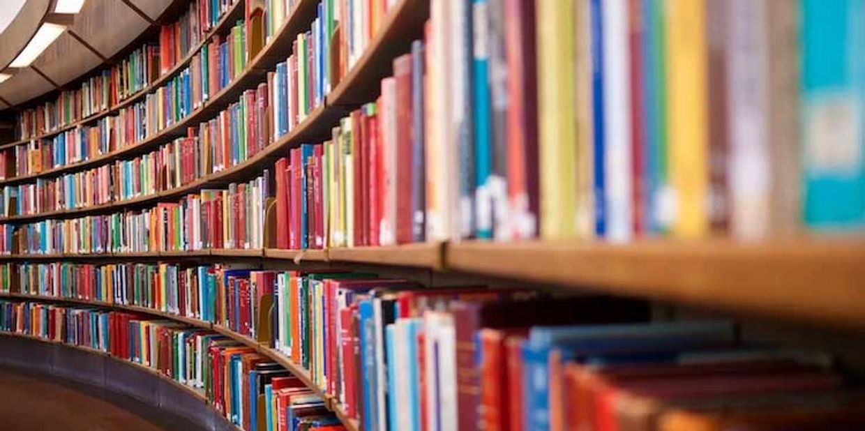 Shelves of books at a library