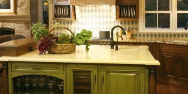 custom kitchen cabinetry, rustic, wine refrigerator,  custom kitchen hood, travertine, soap stone, 