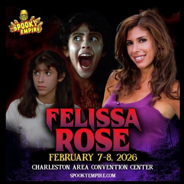 Promotional poster for Felissa Rose's February 2026 appearance at Charleston Area Convention Center.