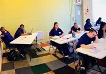 Students sitting at a class.