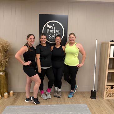 Group of 4 women after a small group resistance training session at A Better Self CT in Vernon, CT.